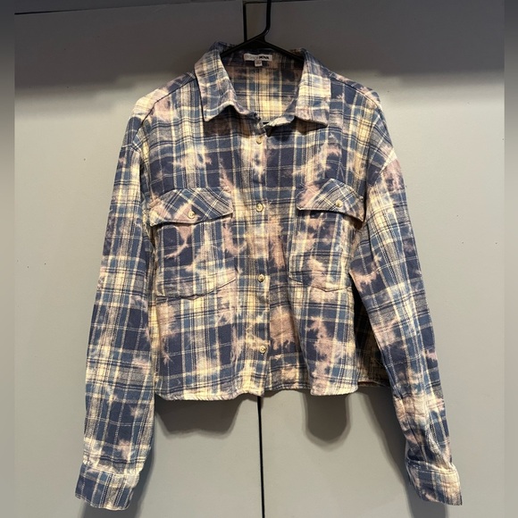 ❤️FASHION NOVA- Pastel Tie-Dye Plaid Flannel Button Down - (Size Small) - Picture 1 of 10